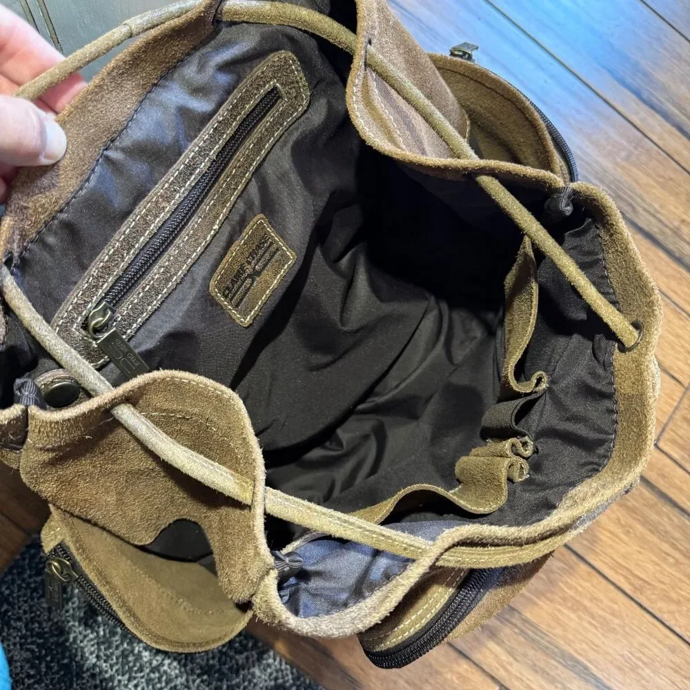 Claire Chase JEG Distressed Genuine Nubuck Brown Leather Urban City Backpack Bag